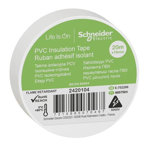 Schneider Electric 2420104 Isolierband Weiß (L x B) 20 m x 19 mm 8 St.