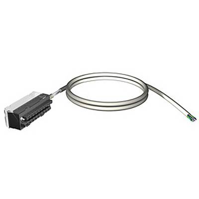 Steckerkabel mit rechteckigem, schwarzem Anschluss. Kabel ist lang und weiß, geeignet für technische Verbindungen.