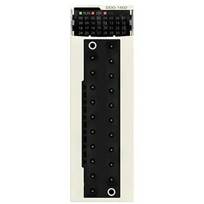 Elektronisches Modul mit 32 nummerierten, kreisförmigen Anschlüssen, oben LEDs für Statusanzeigen.