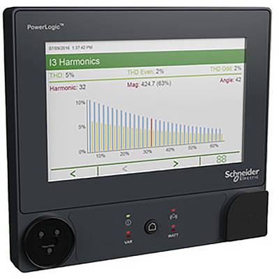 Das Bild zeigt ein PowerLogic-Display von Schneider Electric. Es visualisiert harmonische Verzerrungen mit einem Balkendiagramm.