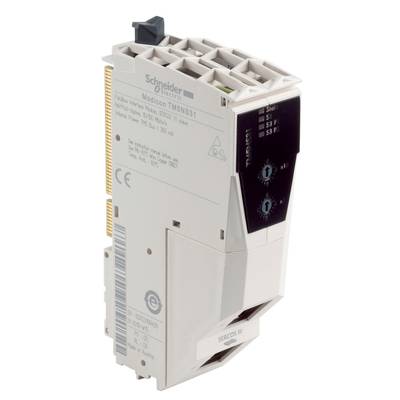 Ein industrielles Steuerungsmodul von Schneider Electric, Modell Modicon TMS4N631, mit seitlichen Anschlüssen und Bedienelementen auf der Vorderseite.