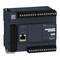 Ein dunkelblaues Schneider Electric M221 Steuerungsmodul mit Ethernet-Anschluss, digitalen Ports und QR-Code oben links.