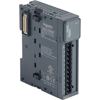 Ein graues Modicon-Gerät von Schneider Electric mit mehreren Anschlüssen, geeignet für den industriellen Einsatz in der Automatisierungstechnik.