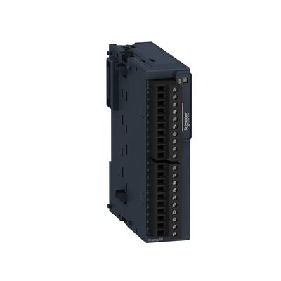 Ein schwarzes elektrisches Modul mit Beschriftung 'Schneider Electric'. Es verfügt über mehrere Anschlussklemmen auf der Vorderseite.