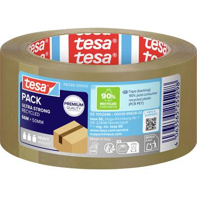„Ultra starkes recyceltes Packband, 66m x 50mm, Premium-Qualität, 90% recycelter Anteil, schweres Gewicht; Marke tesa."
