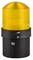 Gelbe Warnleuchte mit schwarzem Sockel, zeigt einen geschlossenen Zustand an.