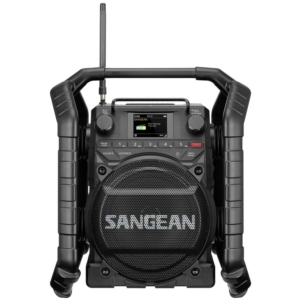 Sangean U-4X Bouwradio DAB+, VHF (FM) Bluetooth, USB, AUX, NFC Oplaadbaar, Waterdicht, Stofvast, Stofdicht, NFC, Acculaadfunctie Zwart