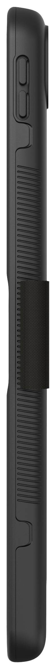 Schwarzes, schlankes elektronisches Gerät von der Seite fotografiert, mit einem sichtbaren Knopf oben.