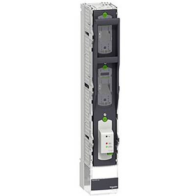 Ein elektrischer Schaltschrank mit mehreren vertikalen Segmenten. Oben und in der Mitte sind Schaltermodule, unten ein weißer Kasten.