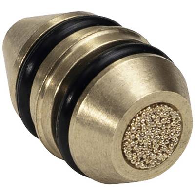 Metallischer kegelförmiger Filter mit zwei schwarzen O-Ringen und poröser Spitze; wird in Hydrauliksystemen zum Filtern verwendet.