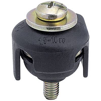 Schwarzer Kabelverbinder mit Metallgewinde und Verschraubung, geeignet für Kabelgrößen von 1,5 bis 10 Quadratmillimeter.