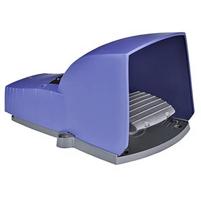 Ein blaues, halboffenes Gerät mit grauem Fußpedal, oft verwendet in industriellen Anwendungen oder für Steuerungen.