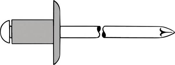 Gesipa 1454097 Blindniete (Ø x L) 4 mm x 12 mm Stahl Aluminium Aluminium Blindniet Al/St 4x12mm Grosskopf K12 KS 6,5-8,5mm 500 St.