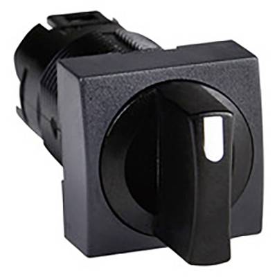 Ein schwarzer Kippschalter mit quadratischer Basis, geeignet für industrielle Anwendungen.