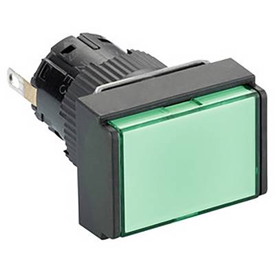 Ein rechteckiger, grüner Druckknopf mit schwarzer Umrandung, geeignet zur Steuerung oder Aktivierung in elektronischen Geräten.