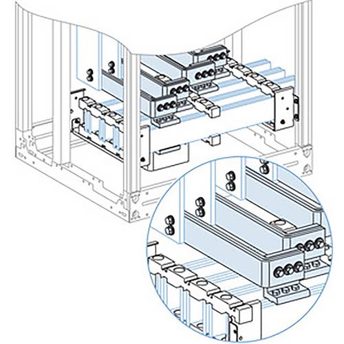 PrismaSeT-P, DECO-DEBRO, Verbindung, vertikale Sammelschiene ab 1200A mit horizontaler Sammelschiene 100x10mm,3polig Sch...