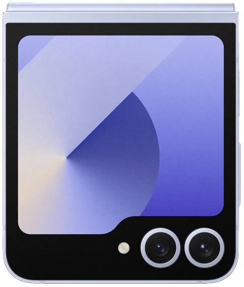 Ein modernes Klapp-Smartphone mit zwei Kameralinsen und einem informativen Außendisplay.