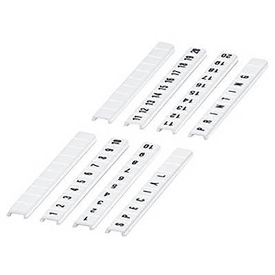 Acht weiße Streifen, einige mit Zahlen von 0 bis 9, andere mit Buchstaben, die 'SPECIAL' und 'PRINTING' bilden.
