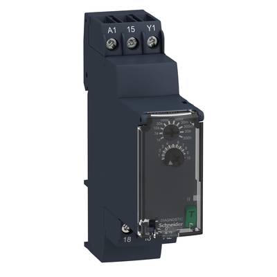Industrie-Zeitrelais von Schneider Electric mit numerischem Einstellregler und Beschriftungen, geeignet für Installationen.