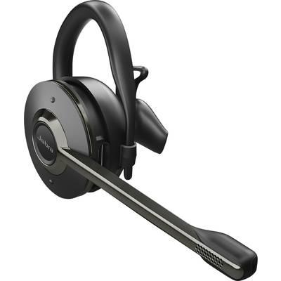 Schwarzes kabelloses Headset mit Mikrofonarm, geeignet für Callcenter oder Büroumgebungen.