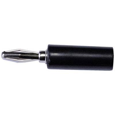 Metallstecker mit schwarzer Kunststoffhülse, vermutlich ein Bananenstecker für elektrische Verbindungen oder Audioanwendungen.