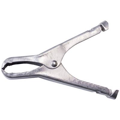 'Große Metallklemme mit engem Griff und federbelastetem Mechanismus, nützlich zum Halten oder Fixieren von Objekten.'