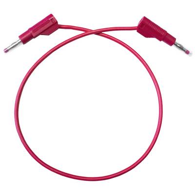 Rotes Kabel mit zwei Steckern an den Enden, häufig verwendet in elektronischen Messgeräten und Verbindungen.