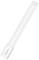 Eine LED-Lampe mit länglicher, gebogener Form und vier Pins am Sockel.