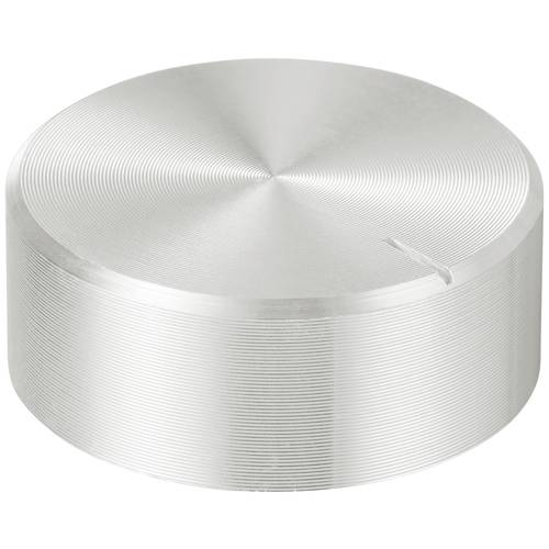 TRU COMPONENTS TC-11696464 Drehknopf mit Knopfmarkierung Silber (Ø x H) 25 mm x 10 mm Aluminium, Plastik 1 St.
