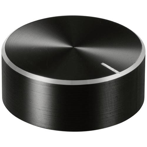 TRU COMPONENTS TC-11696472 Drehknopf mit Knopfmarkierung Schwarz (Ø x H) 25 mm x 10 mm Aluminium, Plastik 1 St.