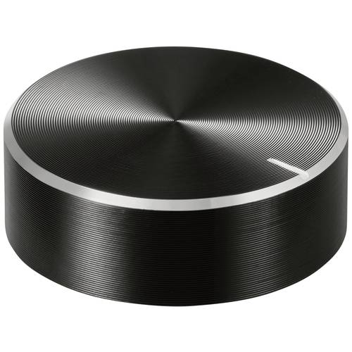 TRU COMPONENTS TC-11696488 Drehknopf mit Knopfmarkierung Schwarz (Ø x H) 29 mm x 10 mm Aluminium, Plastik 1 St.