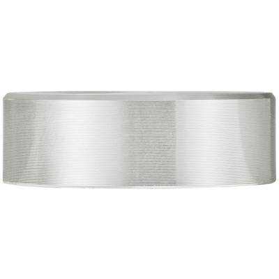 Zylindrische, geriffelte Silberkappe, wahrscheinlich ein Deckel oder Verschluss für ein Behältnis oder eine Flasche.