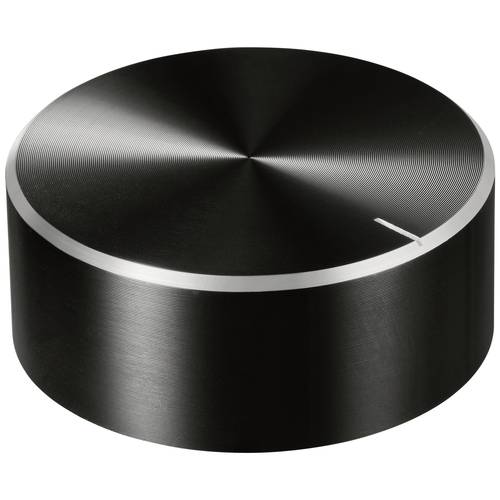 TRU COMPONENTS TC-11696532 Drehknopf mit Knopfmarkierung Schwarz (Ø x H) 48 mm x 19 mm Aluminium, Plastik 1 St.