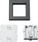 Ein schwarzer Rahmen, eine weiße Unterputzdose und eine weiße Schaltereinheit sind dargestellt. Ideal für elektrische Installationen.