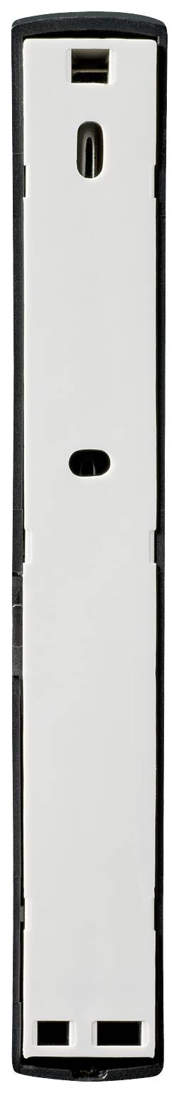 Weiße Plastikschiene für Gardinen, länglich und schmal.