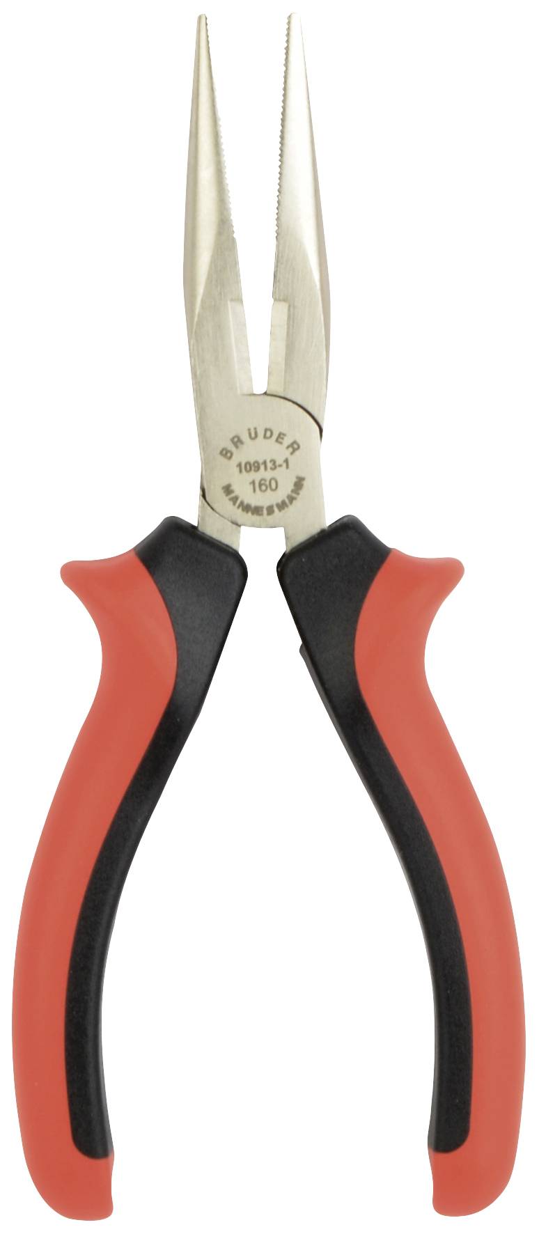 Spitzzange mit roten Griffen. Geeignet für präzises Greifen und Schneiden in engen Bereichen. Ideal für Arbeiten in der Elektronik.