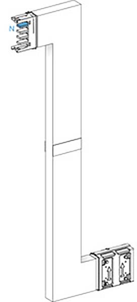 Ein vertikales L-förmiges Bauplan-Diagramm mit Detailansicht der Anschlussstellen an beiden Enden.