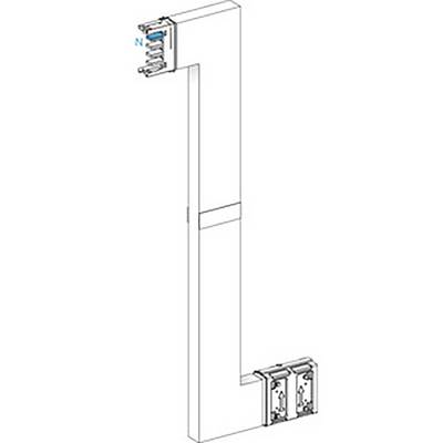 Ein vertikales L-förmiges Bauplan-Diagramm mit Detailansicht der Anschlussstellen an beiden Enden.