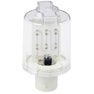 LED-Lampe mit klarem Gehäuse und sichtbaren LED-Elementen. Energiesparend und geeignet für verschiedene Leuchtenfassungen.