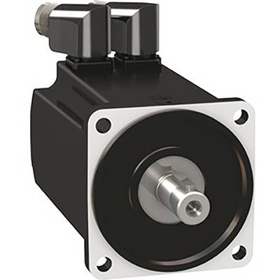 Schwarzer Elektromotor mit zwei Anschlussklemmen, geeignet für industrielle Anwendungen. Der Motor hat eine silberne, zylindrische Welle.