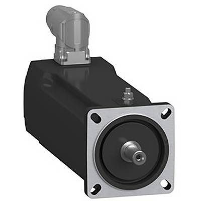 Schwarzer Elektromotor mit Metallflansch und Kabelanschluss oben, geeignet für Maschinenanwendungen in der Industrie.