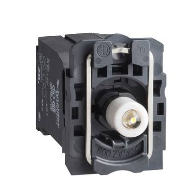 Ein schwarzer Befestigungsadapter mit einer zentralen weißen Buchse von Schneider Electric.