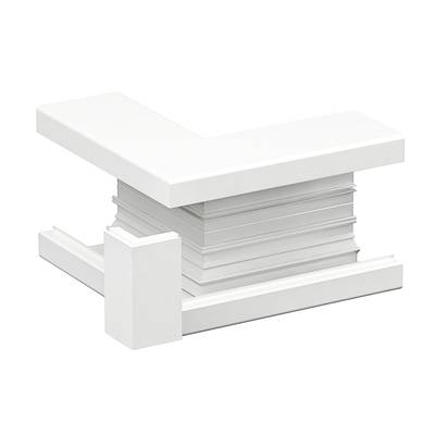 Ein weißer Winkelverbinder, möglicherweise ein Bauelement für Architektur oder Möbelkonstruktion, in L-Form.