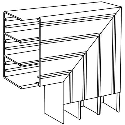 Ein Schnittbild eines rechteckigen Metallprofils mit mehreren parallelen Kammern, das seine Struktur und Aufbau zeigt.