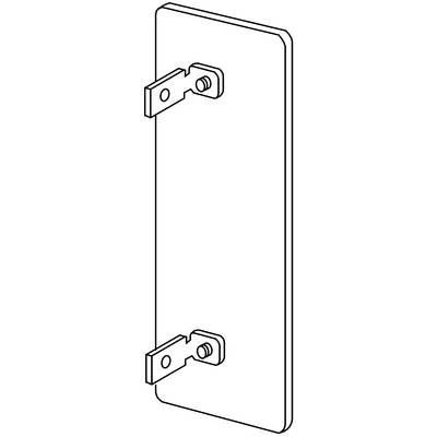 Metallplatte mit zwei Halteklammern und Schrauben zur Befestigung. Rechteckige Form, ideal für Montage oder Fixierungen.