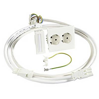 Anschluss-Systemset mit Steckdose, Kabel und Verbindungselementen. Ideal für den universellen Stromanschluss in Räumen.