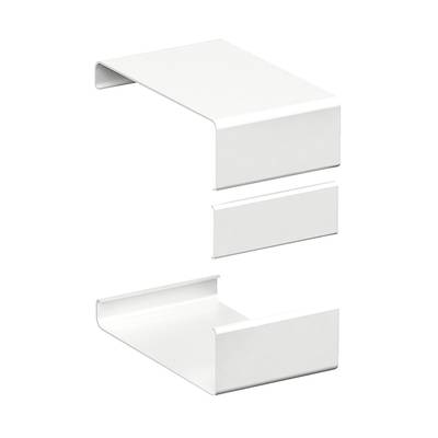 Ein weißer Kabelkanal aus Kunststoff in einer gebogenen, U-förmigen Form, um Kabel zu verbergen und zu organisieren.