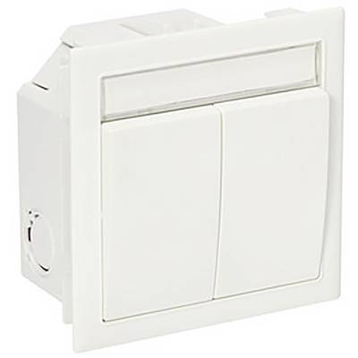 Weißer Doppelschalter für die Wandmontage, modern und rechteckig, zur Steuerung elektrischer Geräte im Haushalt.