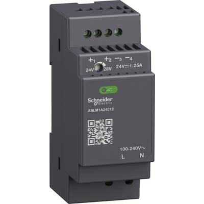 Ein graues Netzteil von Schneider Electric mit Modellnummer 'ABLM1A24012', geeignet für 100-240 V, 24 V Ausgang bis 1,25 A.