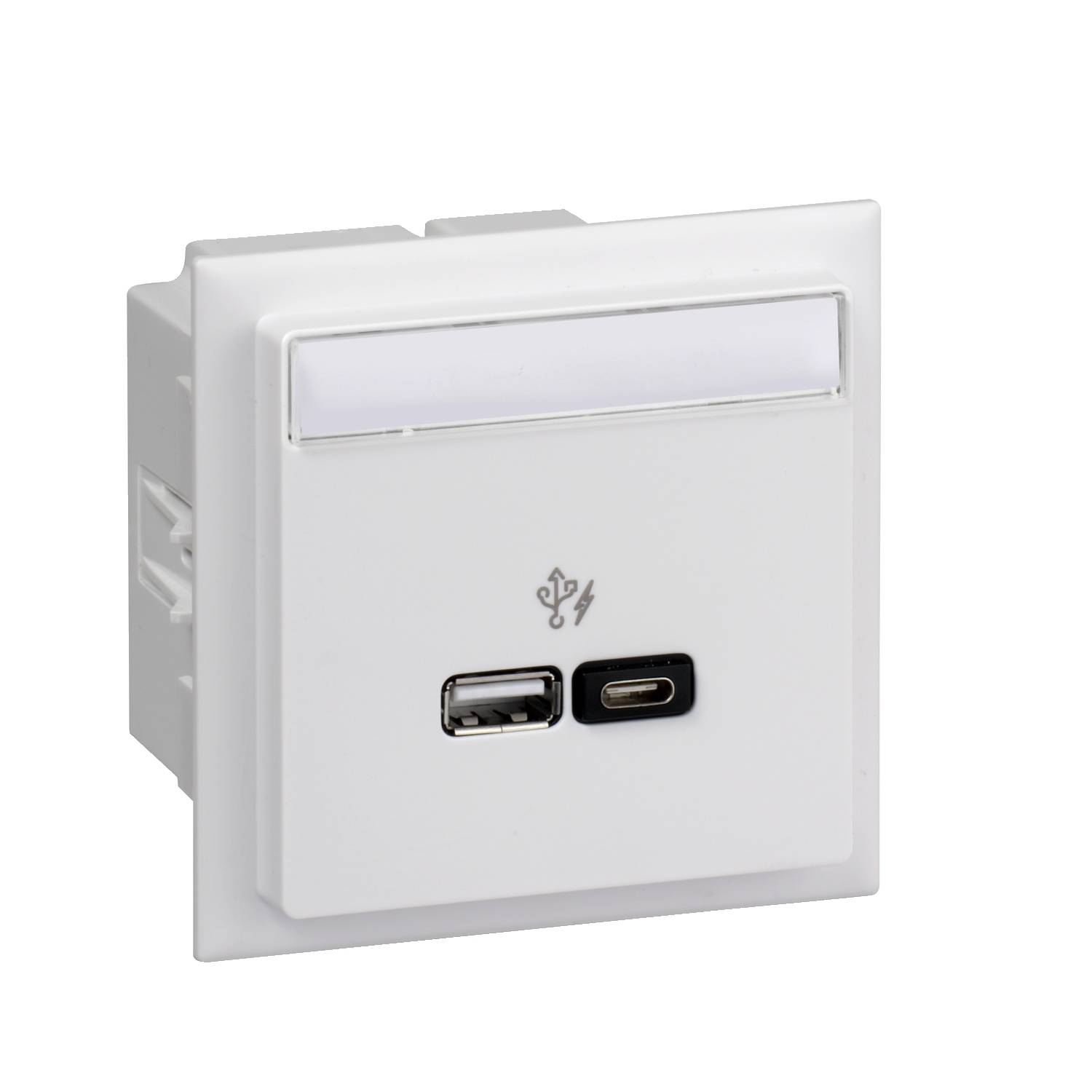 SE INS60522 USB Ladestation A+C 2 Ausg. max. 2 Abdeckung Schriftfeld weiß
